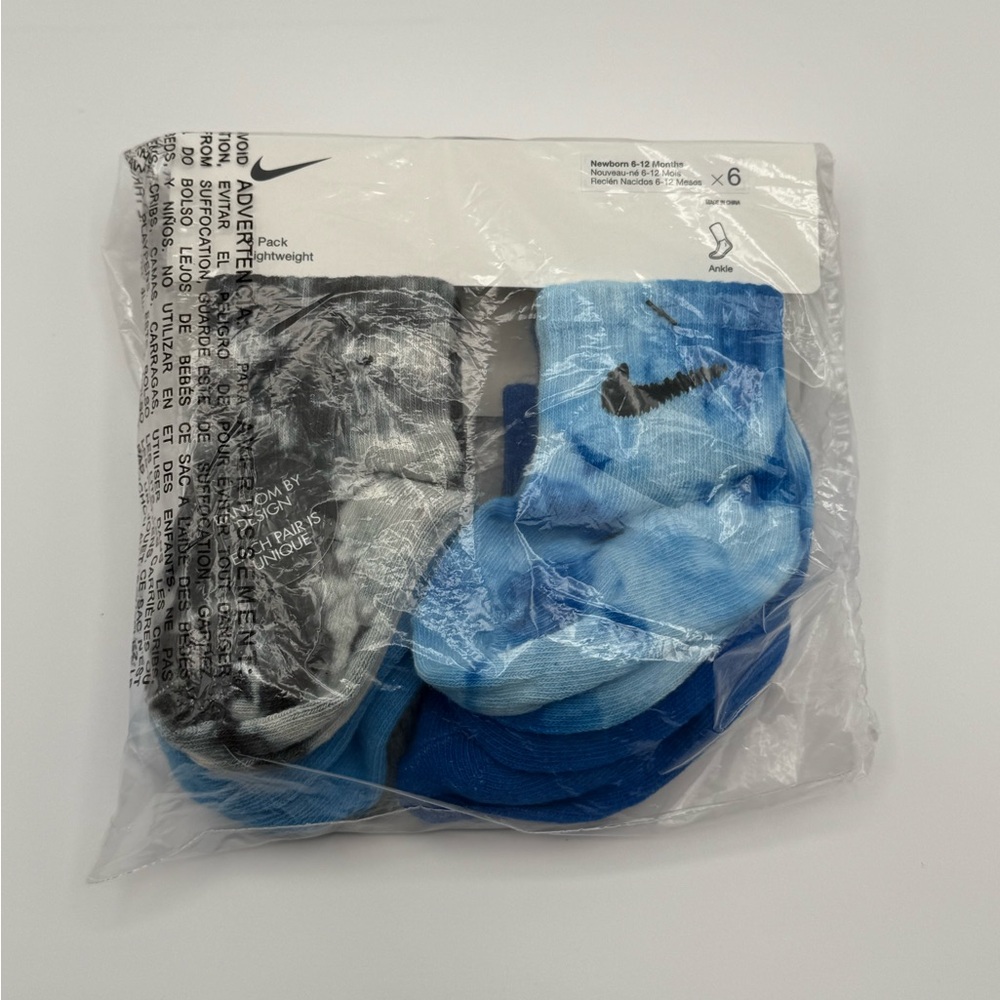 ⚜️ NIKE ⚜️ NEW Ankle Socks for Newborns/Baby 6-12 Months 6 pairs - Picture 2 of 6